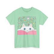 Whimsical Cat Reading Unisex Tee - Perfect for Cat Lovers & Bookworms