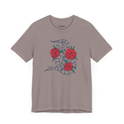 Snake and Roses Unisex Jersey Tee - Stylish Graphic Tee for Nature Lovers