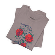 Snake and Roses Unisex Jersey Tee - Stylish Graphic Tee for Nature Lovers