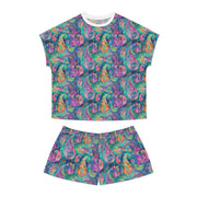 Vibrant Women's Short Pajama Set - Colorful Paisley Design for Cozy Nights