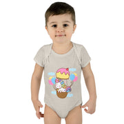 Cute Baby Bodysuit with Ice Cream and Balloons Design