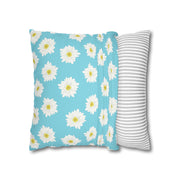 Daisy Print Square Pillowcase - Bright Floral Home Decor
