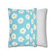 Daisy Print Square Pillowcase - Bright Floral Home Decor