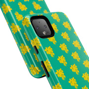 Floral Tough Google Pixel Phone Case - Vibrant Yellow Flowers on Green Background