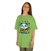 Kids Panda Guitar Tee - Cute Heavy Cotton T-Shirt for Music Lovers