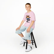 Skateboarding Cat Kids Heavy Cotton™ Tee - Fun & Playful T-Shirt for Young Skaters