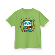 Kids Panda Guitar Tee - Cute Heavy Cotton T-Shirt for Music Lovers