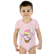 Cute Baby Bodysuit with Ice Cream and Balloons Design