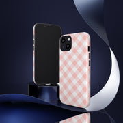 Pink Gingham Tough iPhone Case - Stylish & Durable Protection