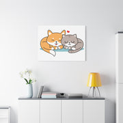 Adorable Cat and Dog Canvas Art - Cute Pet Lovers Wall Decor