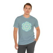 Zen Floral Mandala Unisex Jersey Tee - Soft Green Relaxed Fit Shirt