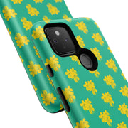 Floral Tough Google Pixel Phone Case - Vibrant Yellow Flowers on Green Background