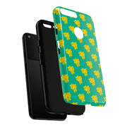 Floral Tough Google Pixel Phone Case - Vibrant Yellow Flowers on Green Background