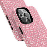 Pink Heart Pattern Tough iPhone Case - Durable Protection for Sweethearts