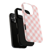 Pink Gingham Tough iPhone Case - Stylish & Durable Protection