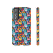 Colorful Cat Pattern Samsung Phone Case - Tough Cases for Cat Lovers