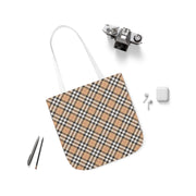 Stylish Plaid Canvas Tote Bag with 5-Color Straps