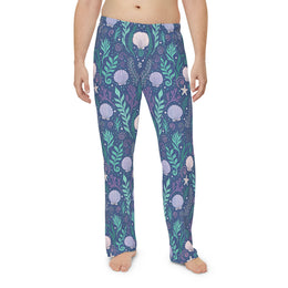 Ocean-Inspired Men's Pajama Pants - Sea Shells & Coral Design