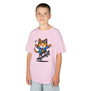 Skateboarding Cat Kids Heavy Cotton™ Tee - Fun & Playful T-Shirt for Young Skaters