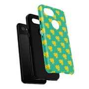 Floral Tough Google Pixel Phone Case - Vibrant Yellow Flowers on Green Background