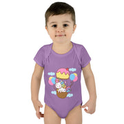 Cute Baby Bodysuit with Ice Cream and Balloons Design