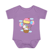 Cute Baby Bodysuit with Ice Cream and Balloons Design