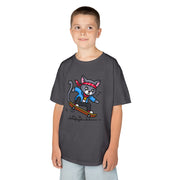 Skateboarding Cat Kids Tee - Fun Heavy Cotton T-Shirt for Young Adventurers