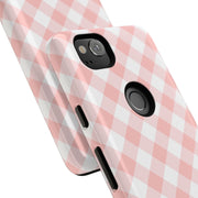 Chic Pink Gingham Google Pixel Phone Case for Tough Protection