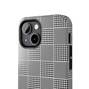 Chic Houndstooth Tough Phone Case - Stylish and Durable Protection