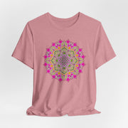 Luxe Mandala Unisex Jersey Tee - Vibrant Botanical Design