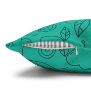 Heart & Leaf Pattern Square Pillowcase – Cozy Home Decor for Lovebirds