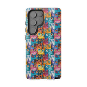 Colorful Cat Pattern Samsung Phone Case - Tough Cases for Cat Lovers
