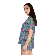 Vibrant Women's Short Pajama Set - Colorful Paisley Design for Cozy Nights