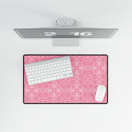 Elegant Pink Floral Desk Mat for Home Office