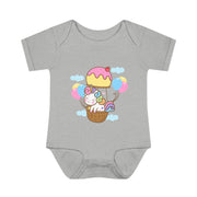 Cute Baby Bodysuit with Ice Cream and Balloons Design
