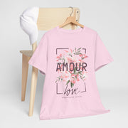 Floral Amour Tee, Romantic T-Shirt, Gift for Her, Cute Casual Wear, Love Shirt, Valentine's Day Gift, Everyday Comfort
