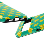 Floral Tough Google Pixel Phone Case - Vibrant Yellow Flowers on Green Background