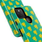 Floral Tough Google Pixel Phone Case - Vibrant Yellow Flowers on Green Background