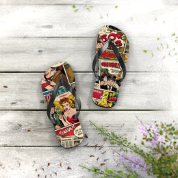 Retro Comic Flip Flops - Fun Summer Footwear for Beach Days & Casual Outings