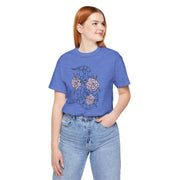 Unisex Short Sleeve Tee with Snake and Floral Design - Trendy Casual Wear