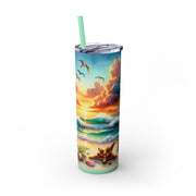 Tropical Beach Skinny Tumbler with Straw - 'Live Laugh Relax' - 20oz Insulated Drinkware