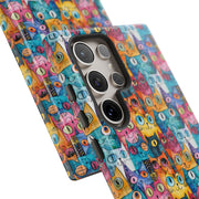 Colorful Cat Pattern Samsung Phone Case - Tough Cases for Cat Lovers