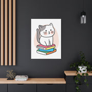 Cute Cat on Books Canvas Print – Whimsical Wall Art for Cat Lovers