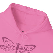 Dragonfly Design Pink Hooded Sweatshirt - Unisex Heavy Blend™