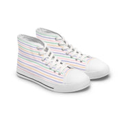 Pastel Striped Women's High Top Sneakers - Stylish & Comfortable Footwear for Everyday Wear