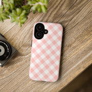 Pink Gingham Tough iPhone Case - Stylish & Durable Protection