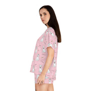Cute Cat Print Women's Short Pajama Set - Cozy Sleepwear for Cat Lovers