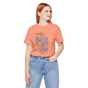Serpent and Flower Graphic Unisex Tee - Nature-Inspired Design