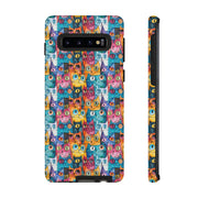 Colorful Cat Pattern Samsung Phone Case - Tough Cases for Cat Lovers