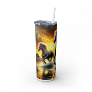 Majestic Horse Skinny Tumbler with Straw - 20oz Travel Cup